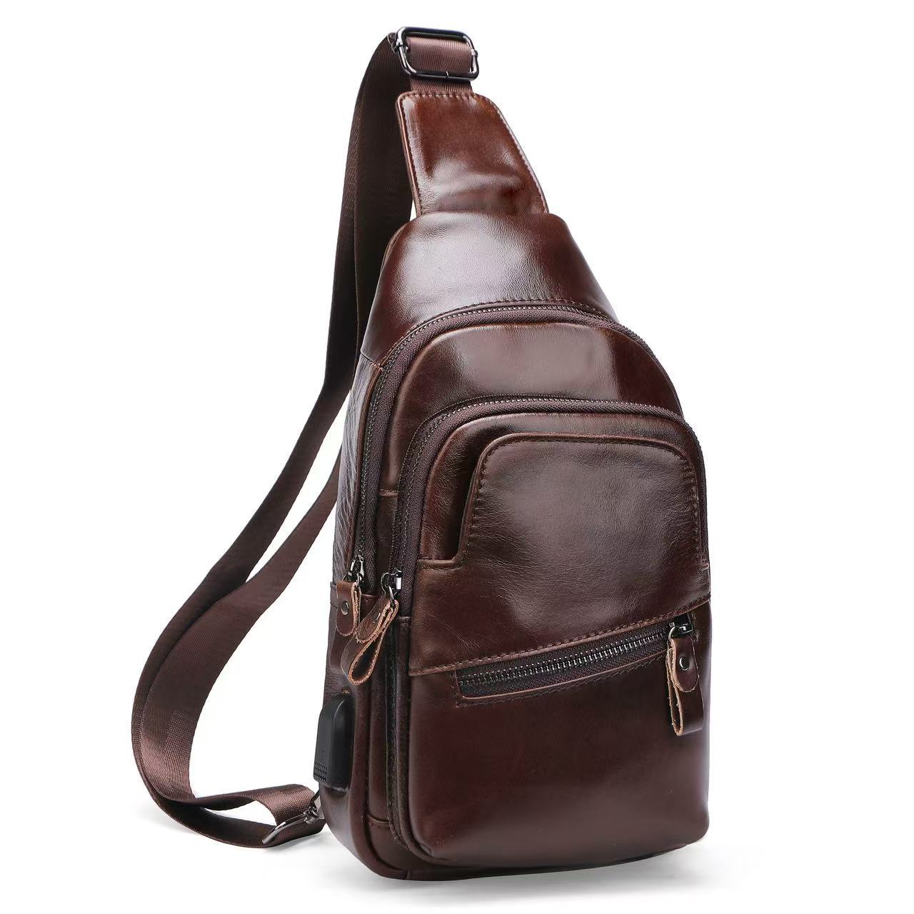 Luxury Lifestyle Pack - Men's Top-Grain Cowhide Chest Bag -