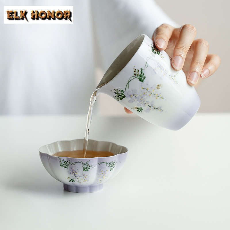 210ml Hand-painted Wisteria Fl - đánh giá và giá Handmade Ceramic Mug